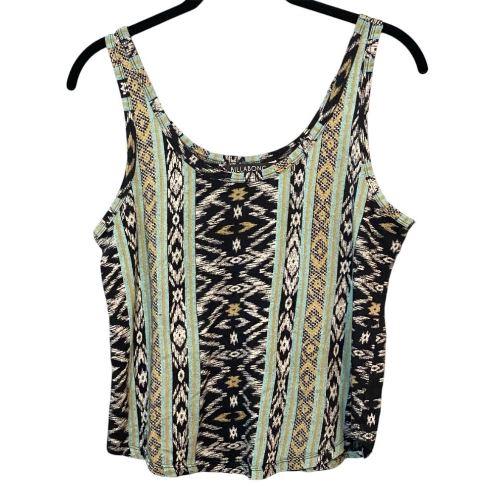 Billabong Tribal Aztec Print Cropped Tank Top Size Small